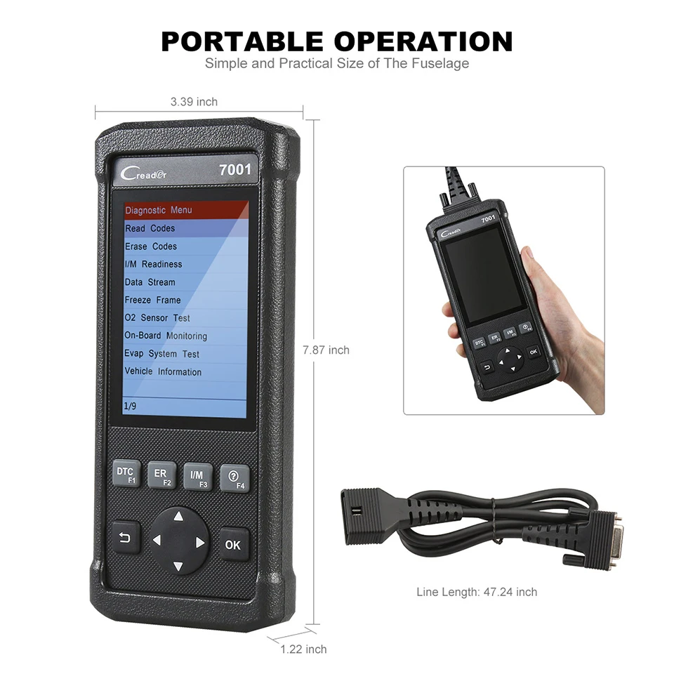 LAUNHC CR7001 автомобильный диагностический инструмент Creader 7001 OBDII OBD2 сканер кода со