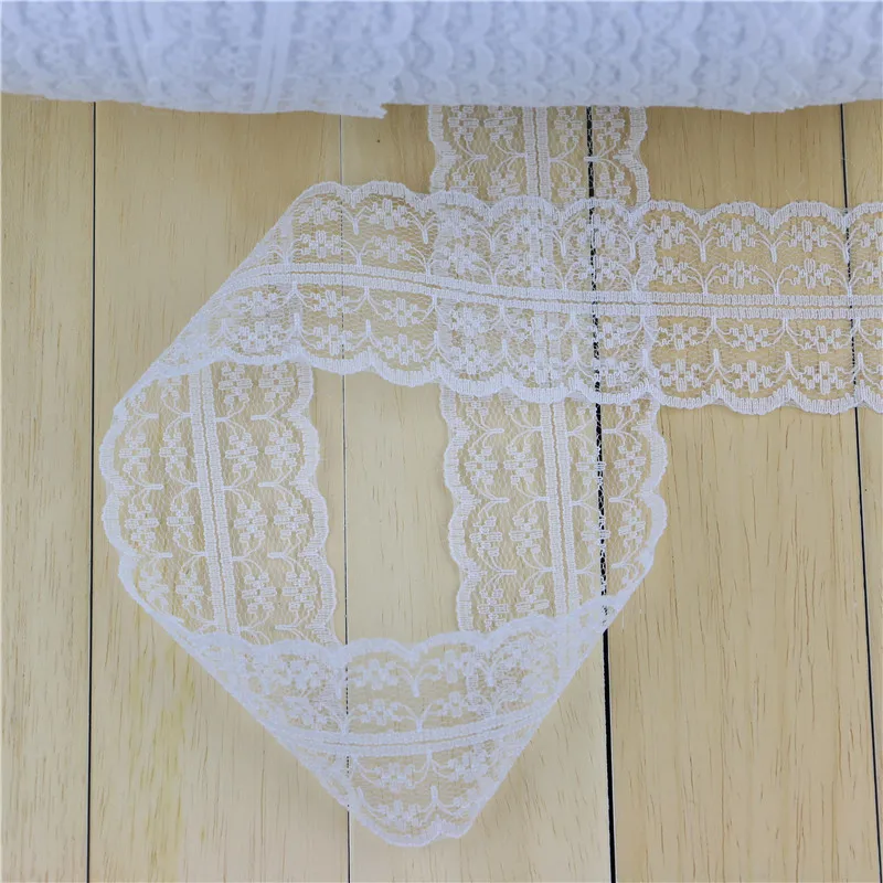 45 мм ширина Вязание вышитые кружева ленты декоративные 10 ярдов DIY отбеленный
