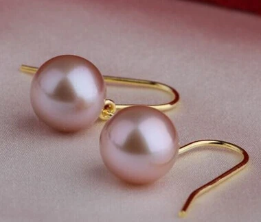 

hj 00434 charming a pair AAA++9-10mm south sea lavender round pearl pearrings 14k
