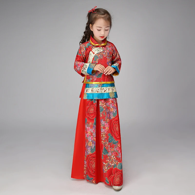 Детская винтажная одежда для мальчиков и девочек Hanfu платье принцессы костюм
