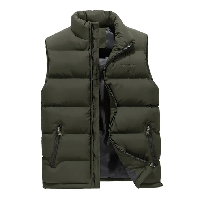ArmyGreen 8XL зимний Повседневный университетский жилет хлопок для мужчин зимняя Классическая парка толстый теплый хлопковый жилет Мужская на подкладке куртка без рукавов - Цвет: ArmyGreen