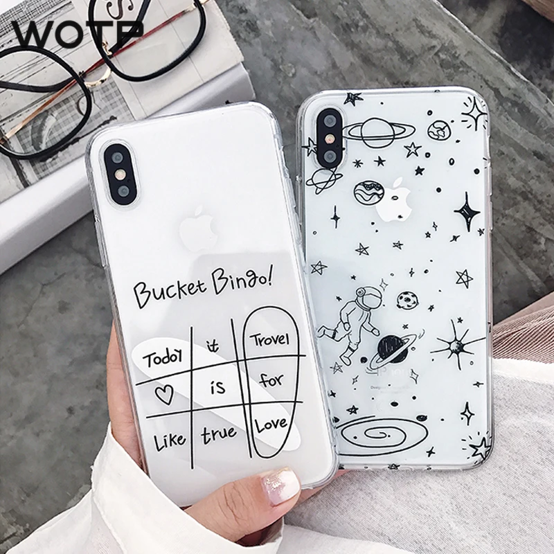 Мягкий прозрачный чехол WOTP для iphone 11 11pro Max XS XR X 6 6S 7 8 Plus|Бамперы| |
