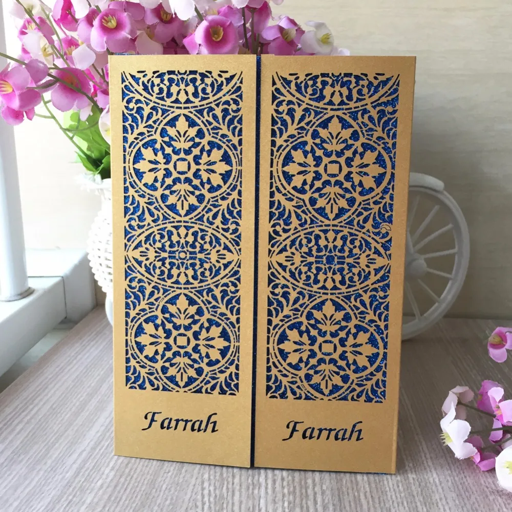 

100pcs 2018 New Arrived Delicate Glossy paper craft Customized name on Wedding Party Invitation Card Birthday Dinner Invitations