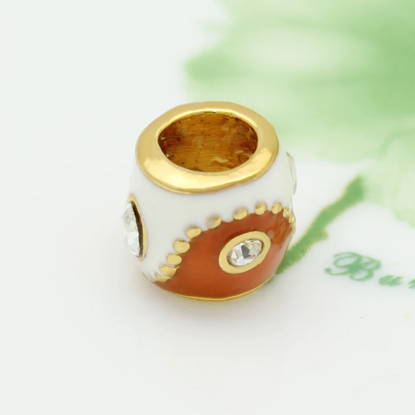 Women Fashion Accessories DIY Painted Charm Easter Gold White Horse Eye Rhinestone Amulet Fit Pandora Bracele | Украшения и