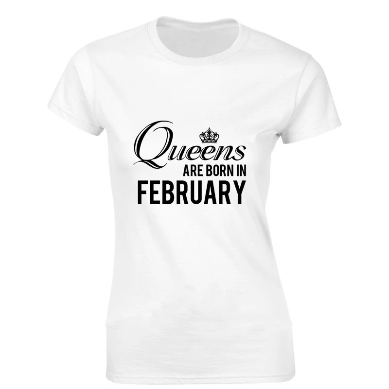 Бесплатная доставка Летняя мода офис Queens рождаются в феврале О-образным вырезом