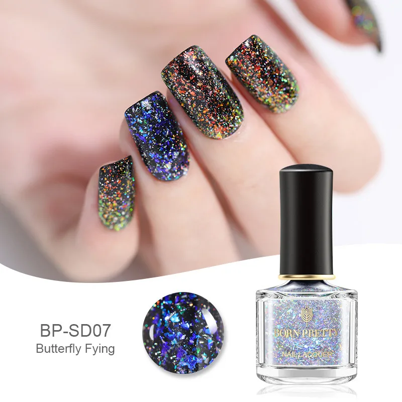 BORN PRETTY Aurora лак для ногтей Хамелеон блестки яркое масло верхнее покрытие лак для ногтей черная основа необходимый маникюр - Цвет: BPSD07