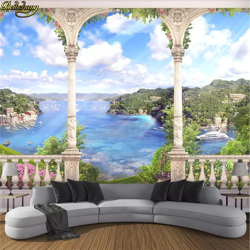 

beibehang Custom wallpaper mural Roman column garden lake landscape 3d background wall papers home decor papel de parede