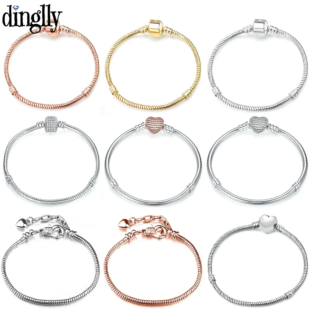 DINGLLY, розовое золото, 16 см-21 см, браслеты, змеиная цепочка, подходит для женщин, мужчин, девочек, сделай сам, Шарм, прекрасный детский браслет, браслет, ювелирное изделие, подарки