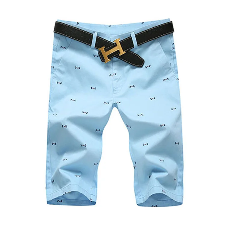 Light blue Mwxsd бренд мужские модные летние Прямые Шорты повседневные Бермуды мужские повседневные пляжные шорты с принтом - Цвет: Light blue