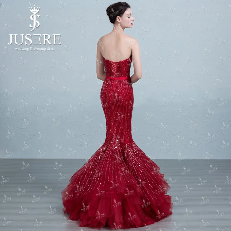 Jusere On Sale Stock Mermaid Evening Dresses Sequins Off Shoulder Trumpet Formal Gown Fash Shipping