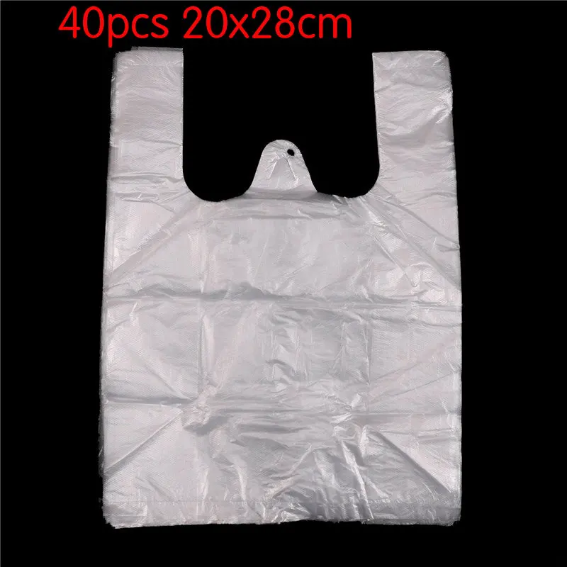 40pcs 40/50/52/100 шт 20*30 см 24*34 см сумки для переноски Розничная торговля для бакалейный товаров в супермаркете пластиковые пакеты с ручками упаковки продуктов питания - Цвет: 40pcs