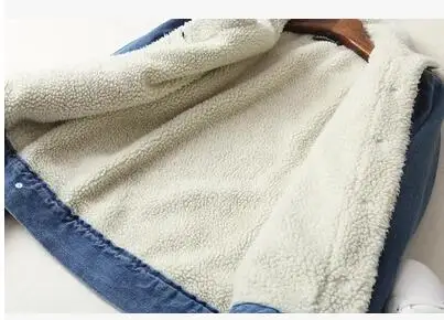 Женская джинсовая куртка с длинным рукавом однобортная Толстая из овечьей