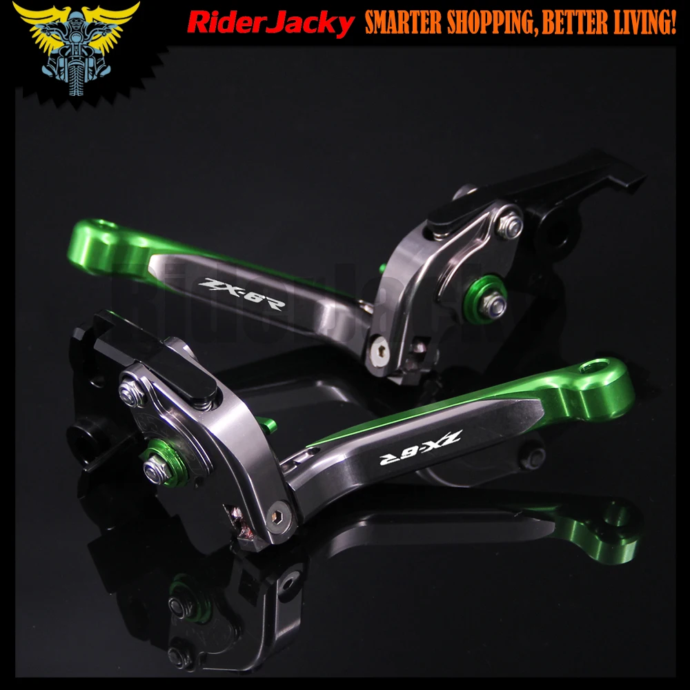 Зеленый и Титан ЧПУ Регулируемая мотоциклов сцепные рычаги для Kawasaki ZX6R/636 ZX 6R 2007