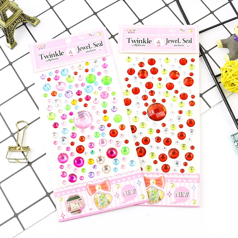 

Coloffice 2PCs/Set Color Acrylic Stationery Sticke Children'S Diamond Stickers Handbook DIY Mobile Phone Rhinestone Stickers