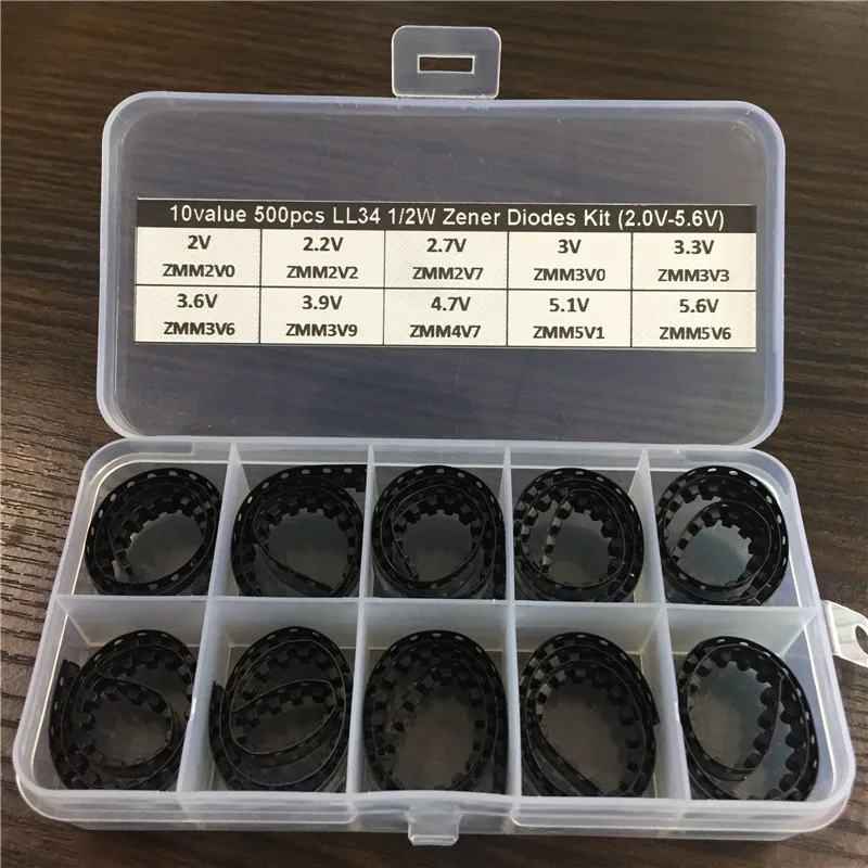 10 значений x50 500 шт. LL34 1/2 Вт SMD диодный ассортимент стабилитрон электронный