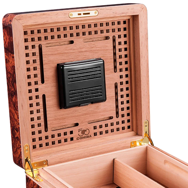 COHIBA, коробка для увлажнения сигар из кедрового дерева, большой двухэтажный шкаф для сигар с хьюмидором, CA-4003