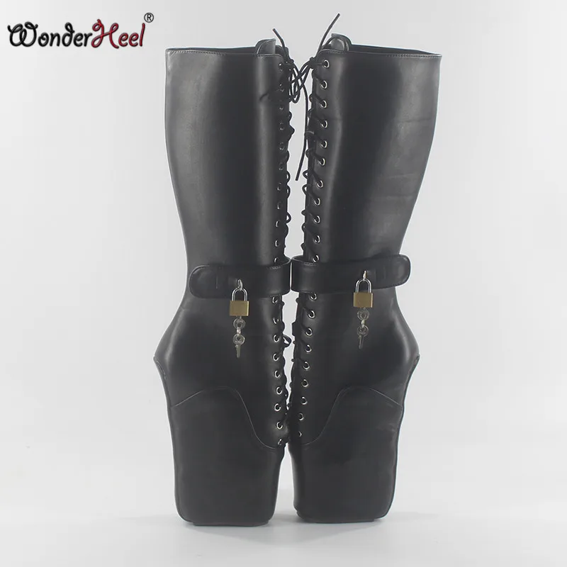 Женские сапоги до колена Wonderheel обувь на танкетке 18 см матовая кожа со шнуровкой