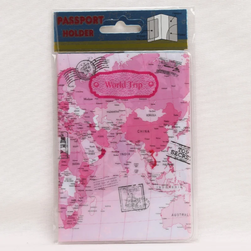 

2019 Men New PVC Leather Travel Passport Covers Case ID Card Bag World Trip Map Pattern Passport Holder Passport Wallets 14*10cm