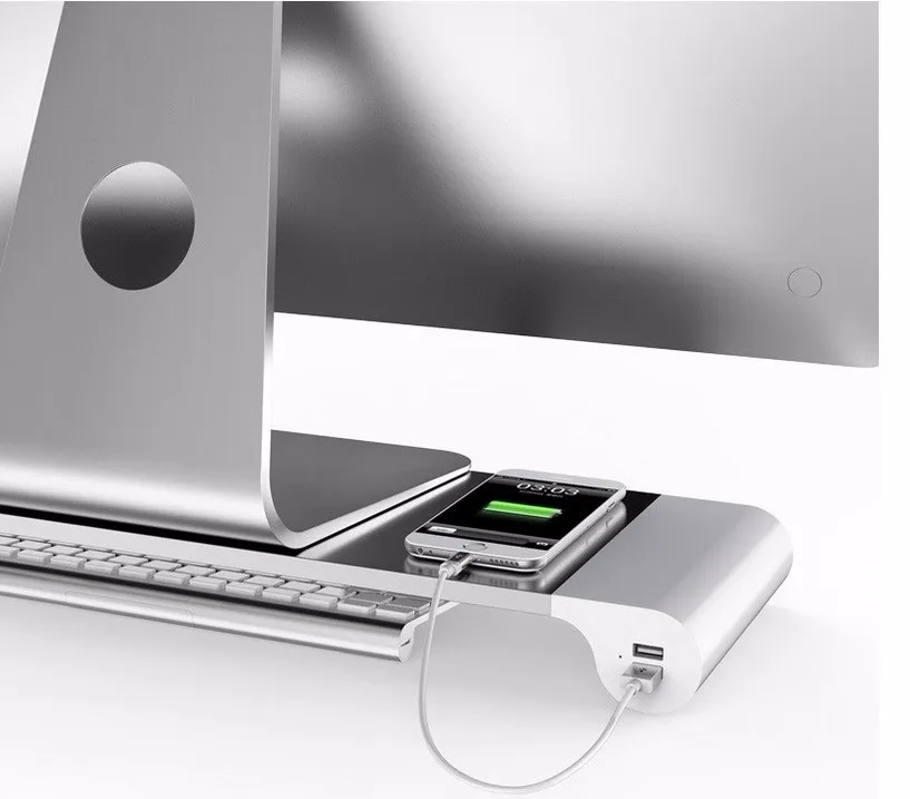 Премиум алюминиевый ноутбук монитор стенд с 4 портами USB 3,0 для Macbook ноутбук с системой Windows PC