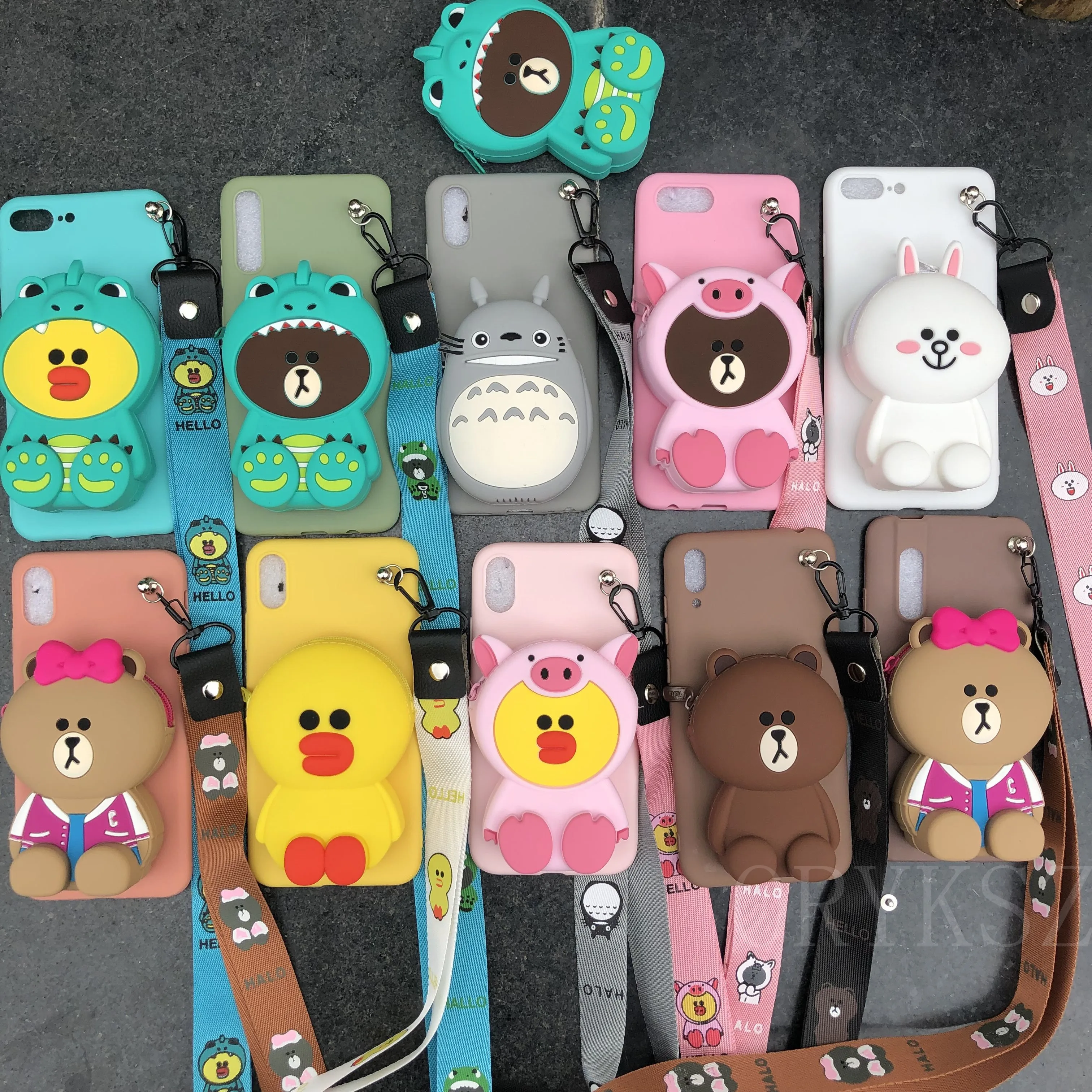 3D Cute Cartoon Bear Wallet TPU Phone Case For Huawei Mate 9 10 pro 20 20x 5X GR5 6X Honor 7X 8X 9i 8A 8C Cover |