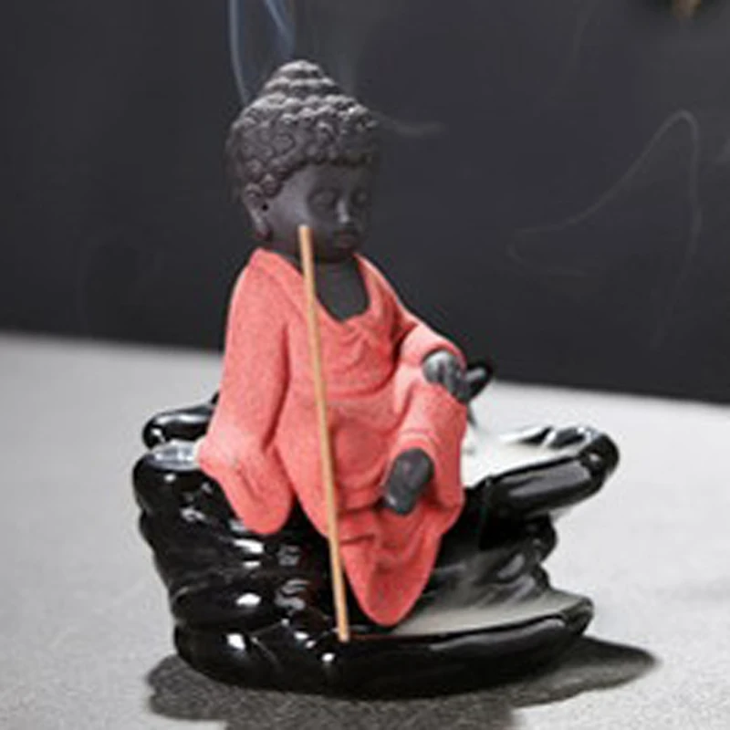 Горелка для благовоний Sit stone Buddha черная глазурь украшение гостиной конусная