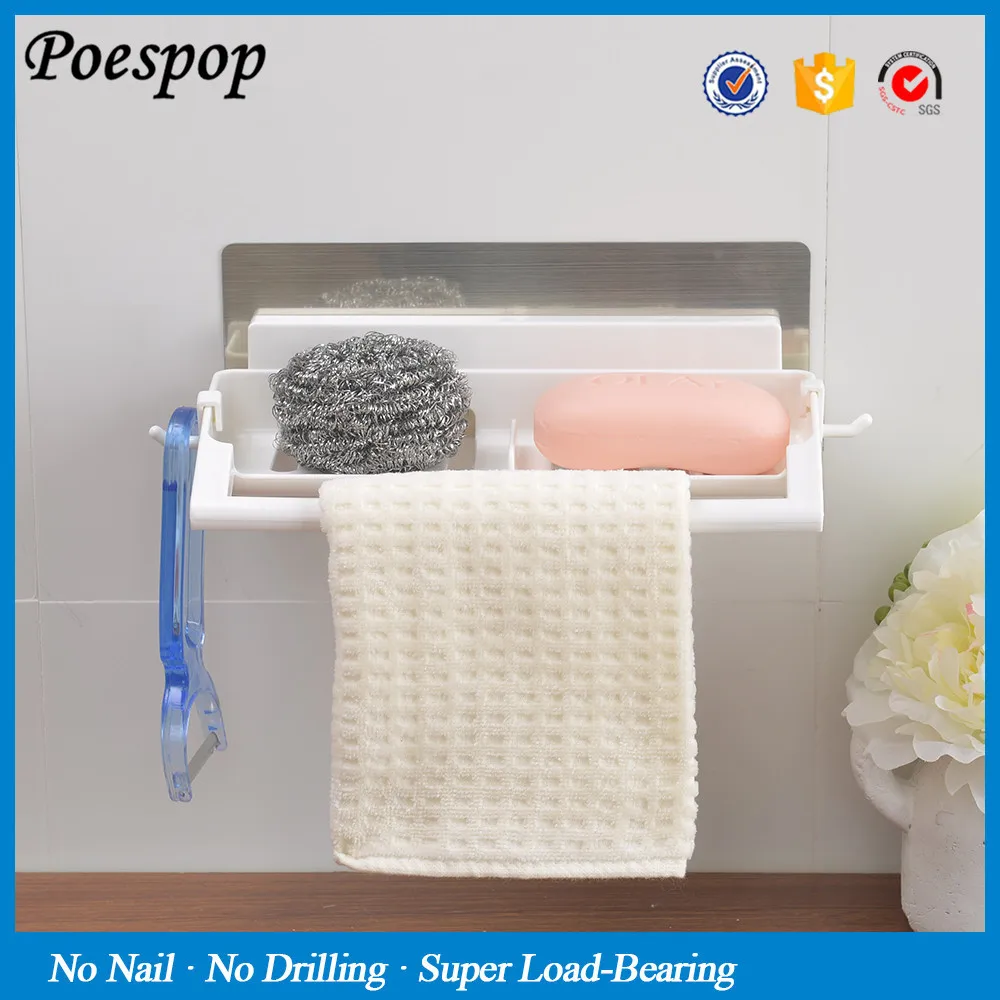 POSEPOP Bathroom Corner Shelf Sucker Suction Cup Plastic Shower Basket Kitchen Wall Rack Room Holder With Towel Bar | Обустройство