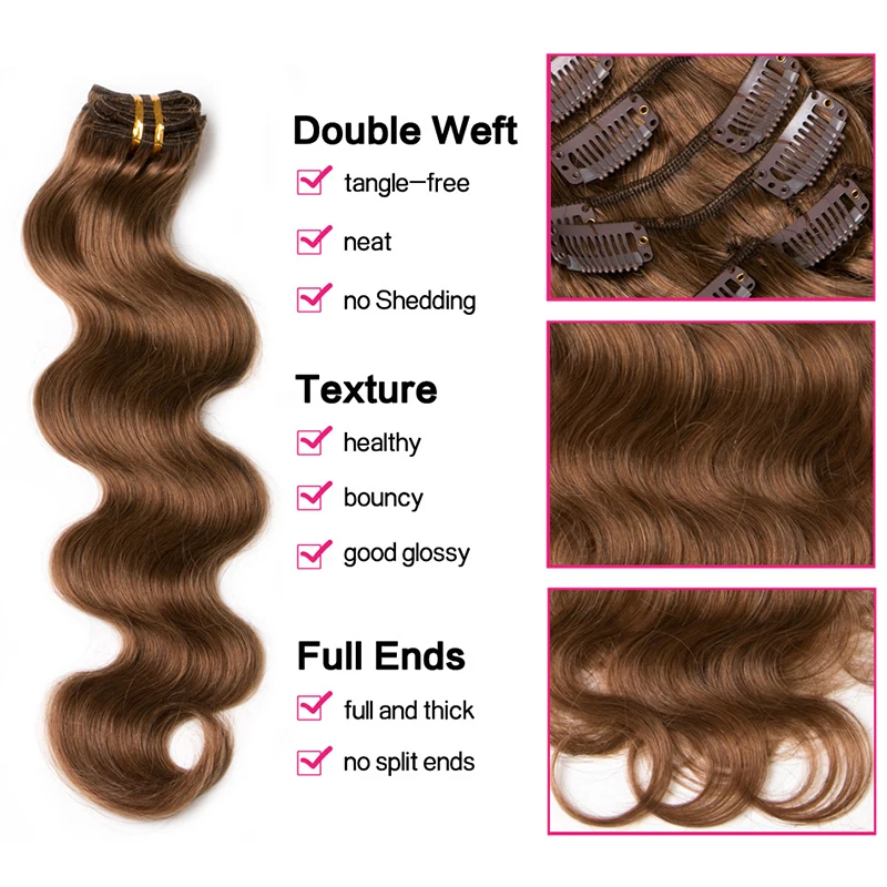Sobeauty человеческие волосы для наращивания на заколках, сделанные Remy волосы 14 ''16'' 18 ''20'' 22 ''24'', волнистые волосы для наращивания на всю голову
