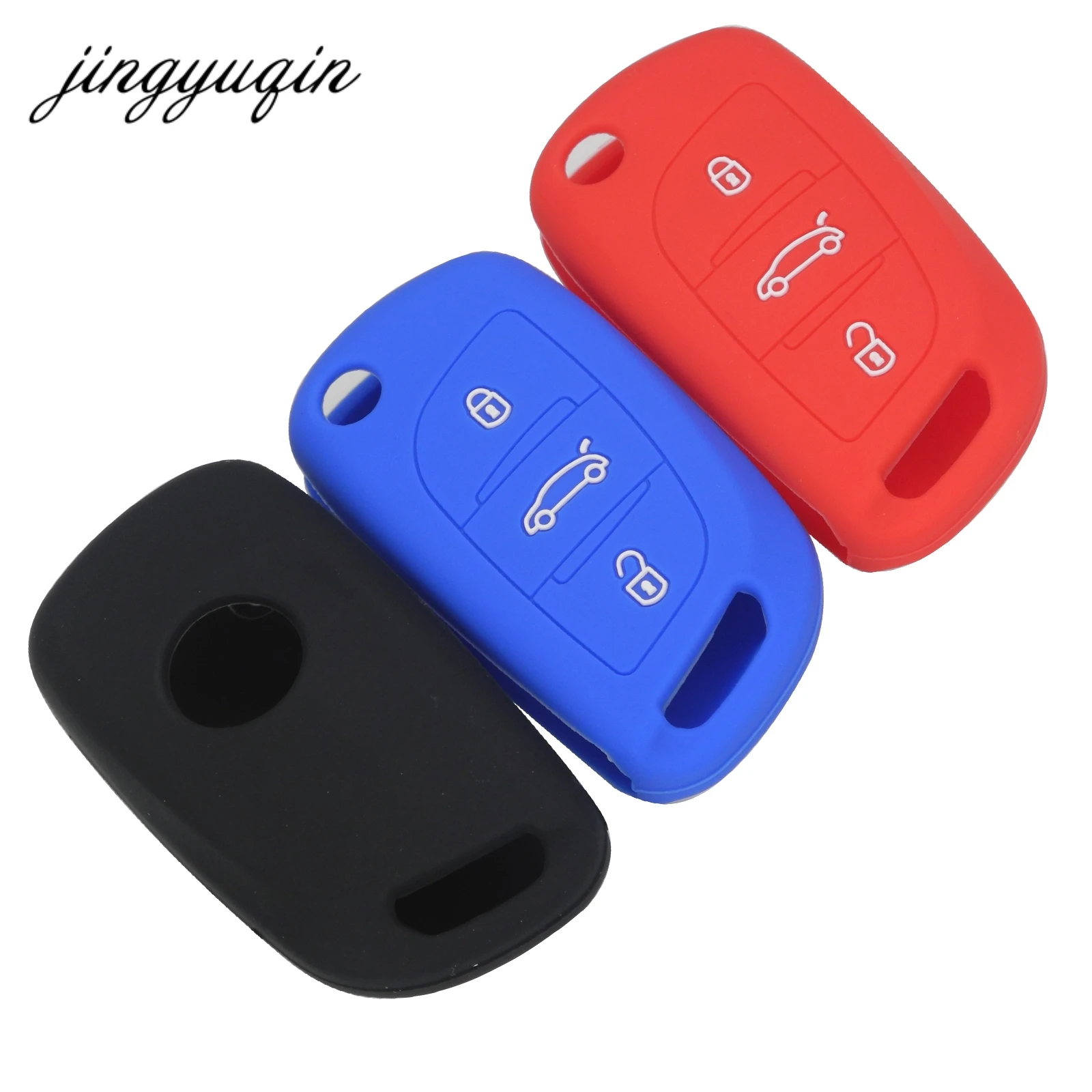 

jingyuqin Colorful Silicone Car Key Case Cover Auto Remote Fob For Citroen C4L C5 DS 5LS Only for DS Original Key