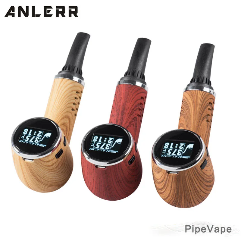 

Anlerr Wooden E Pipe PipeVape Dry Herb Vaporizer Electronic Cigarette 1100mAh TC Herbal Vape Kit with Ceramic Chamber OLED EPipe