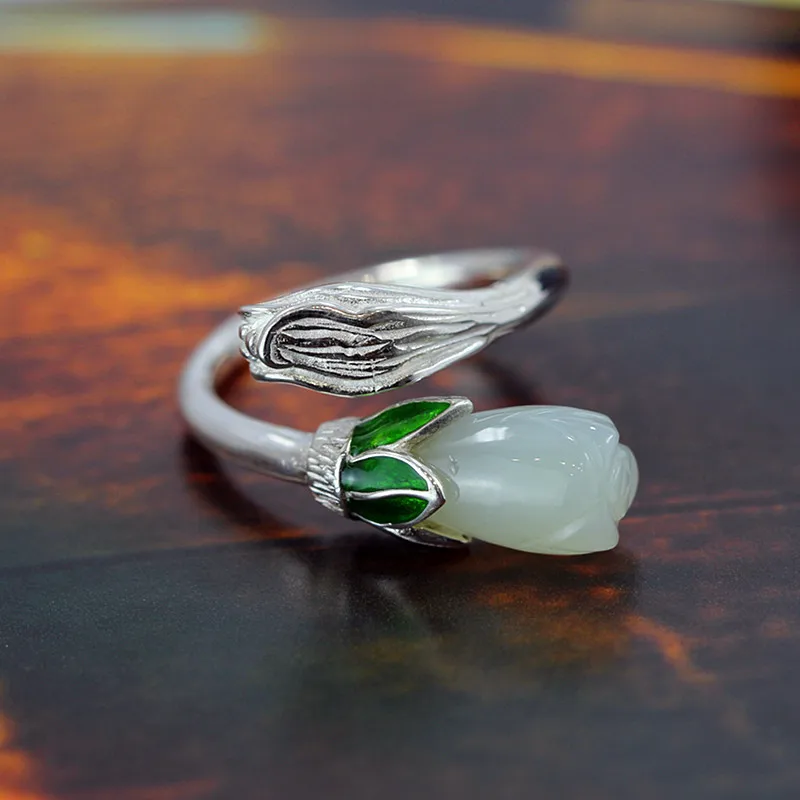 S925 Серебряные Ювелирные изделия серебряная леди оригинальный дизайн Hetian кольцо