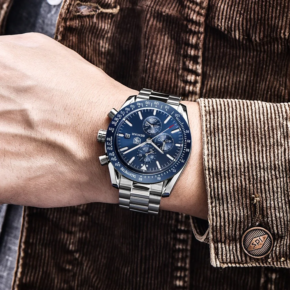 2019 BENYAR Men Luxury Brand To Business Steel Quartz Watch Casual Waterproof Male Wristwatch Relogio Masculino | Наручные часы