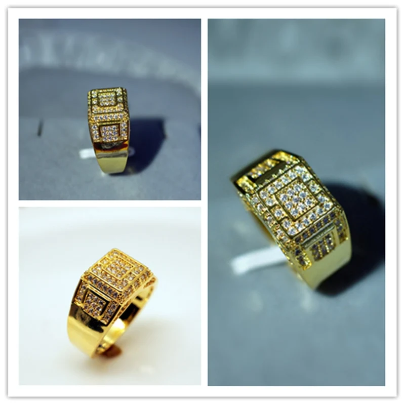 Romad позолоченное кольцо в стиле хип-хоп с микрозакрепкой Кристаллы из циркония
