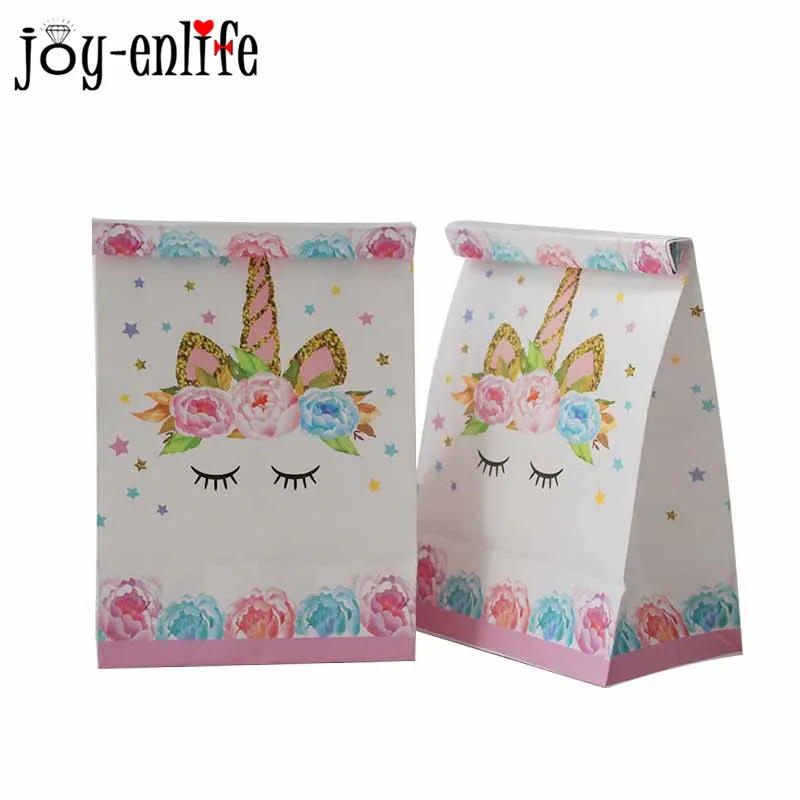 JOY ENLIFE Единорог День Рождения Бумажные пакеты для печенья детская вечеринка
