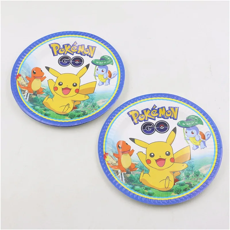 Pokemon Go 51 шт./партия, детские украшения на день рождения для девочек, бумажные чашки Пикачу, платформенные флаги, упаковка, вечерние принадлежности