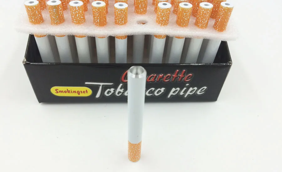 

wholesales Aluminium Alloy tobacco Metal Pipes sniff Cigarette Shape herb Smoking Pipes Snuff tube Smoking Accessories snorter