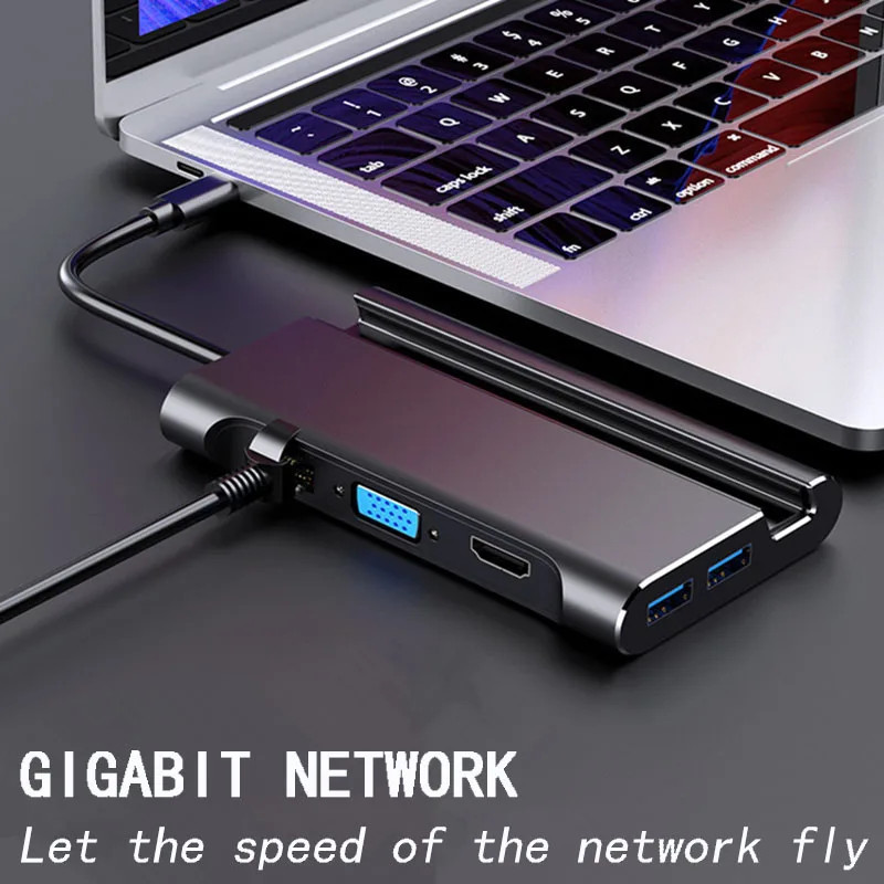 USB C док-станция для ноутбука USB 3,0 HDMI VGA RJ45 PD usb-хаб для ноутбука Macbook Pro hp DELL Surface lenovo samsung Dock