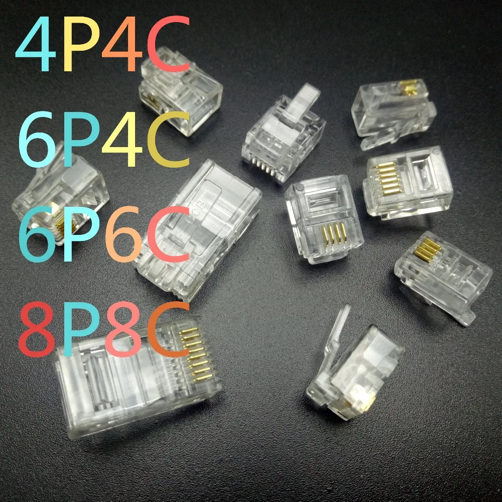 20 штук 4Pin 6Pin 8Pin кабельный наконечник разъема Вилки телефонный разъем интернет