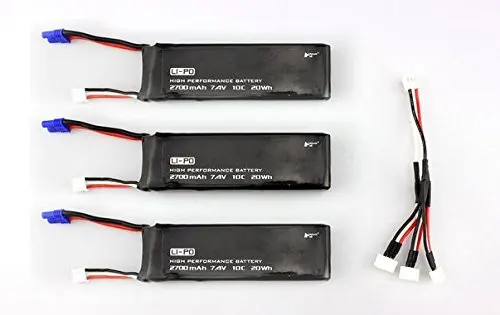 EBOYU (TM) Hubsan H501S X4 FPV Racing Quadcopter Drone Parts 3 X Lipo Battery 7 4 V 2700mAh 10C + 1 зарядный кабель | Игрушки и