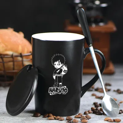 R OUSSIRRO Наруто Какаши Бесконечность кружки чистый цвет керамические кружки чашка с крышкой и ложкой кухонный инструмент подарок - Цвет: R