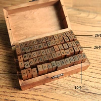70pcsset vintage diy number and alphabet letter wood rubber stamps set with wooden box for teaching and play