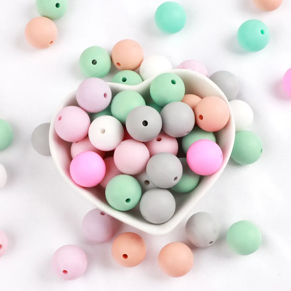 TYRY.HU 100pc Round Silicone Beads Food Grade Nursing Bead Teething For Baby Teethers Necklace DIY BPA Free 12mm | Украшения и