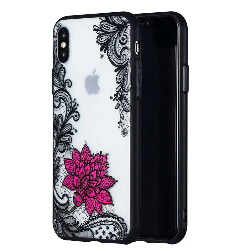 JONSNOW Floral Case for Apple iPhone 7 6 S 6S 8 Plus X Emboss Rose Lace Fashion Phone Protective Back Cover 5 5S SE |
