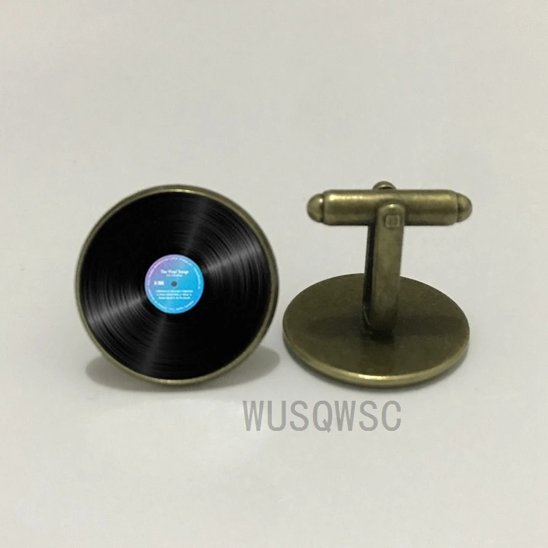 WUSQWSC Новые 1 пара серебряные запонки музыкальные Виниловая пластинка золотые