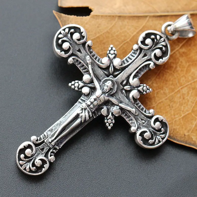 Подвеска в виде Креста из тайского серебра S990 пробы ретро стиле для мужчин и