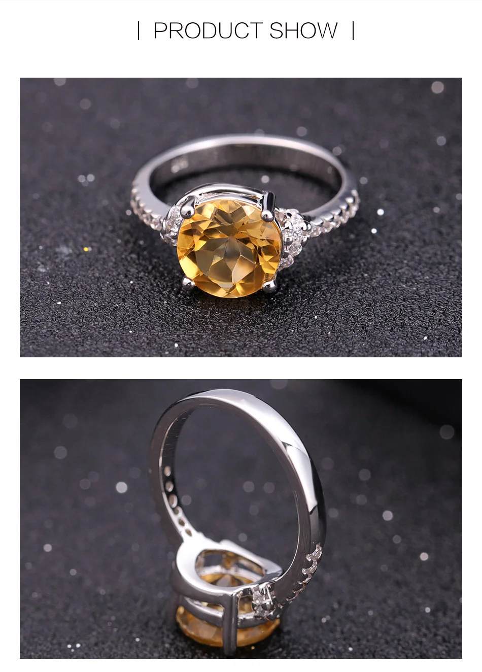 GEM'S балетные круглые 6.68Ct натуральные цитриновые серьги набор колец Классический 925 пробы Серебряный Драгоценный Камень Свадебный набор украшений для женщин