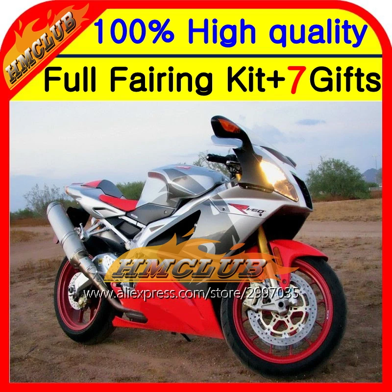 Корпус для Aprilia RSV1000R серебристо-красный 03 04 05 06 RSV1000 R 5HM6 серый красный серебристый