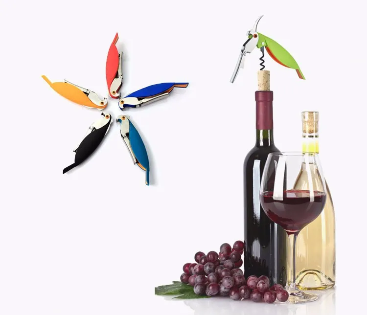 

Parrot Bottle Opener Stainless Steel Corkscrew For Cans Jars Red Wine Beer Openers with Hippocampal Knife BAR Tools 100pcs/lot