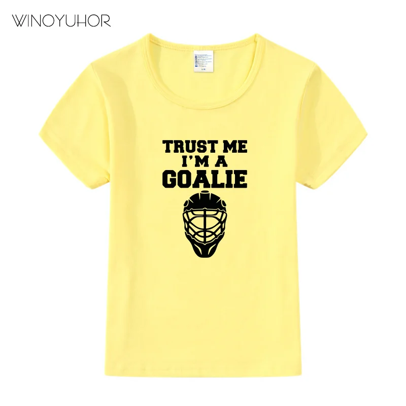 Футболка детская с забавным принтом надпись Trust Me I'm A Goalie рубашка для мальчиков