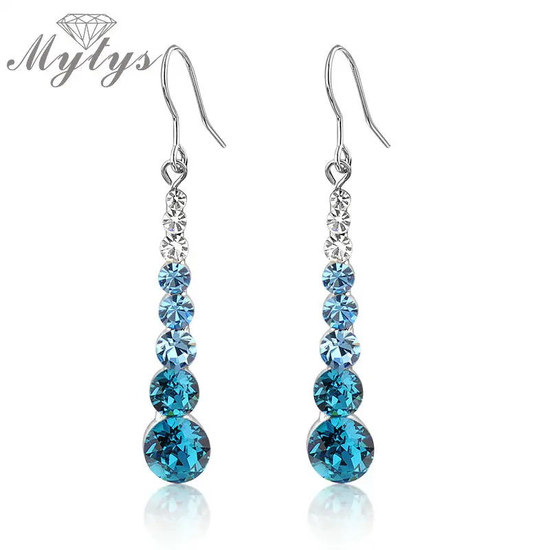 Mytys Модные Красочные Хрустальные висячие серьги хрустальные звенья на