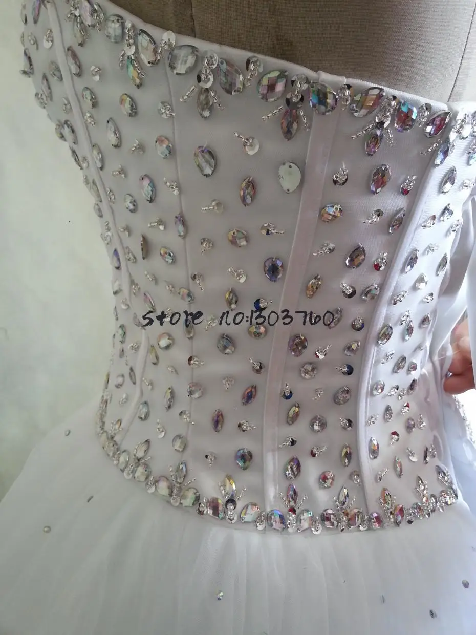 2021 Robe De Mariage принцесса Bling Роскошные Кристаллы белого бальное платье свадебное
